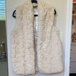 Cream Faux Fur Vest by Rachel Zoe.